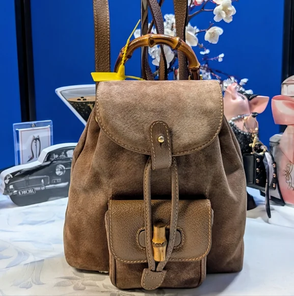 Gucci | Bags | Gucci Bamboo Suede Mini Backpack Brown Suede  display picture 3
